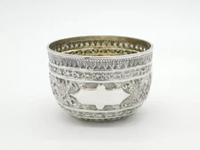 Victorian Sterling Silver Floral Pattern Sugar Bowl Antique 1891 London