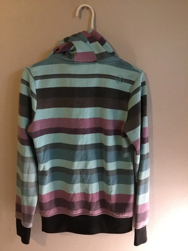 Volcom Womens Hooded Jacket Size S Multicolor Striped Full Zip Pockets - Picture 4 of 10