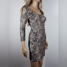 Forever 21 Black Beige Floral Bodycon Dress Size M