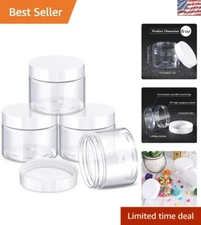 4-Pack Round Leak-Proof Travel Jars for Makeup & Beauty Products - 6 oz White