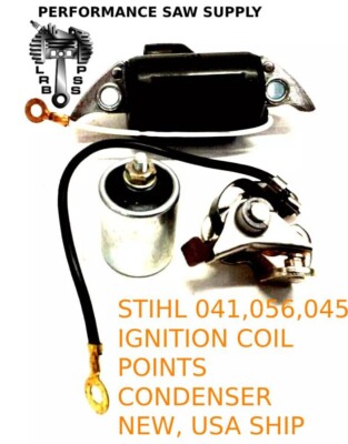 NEW IGNITION COIL, POINTS & CONDENSER FITS STIHL 041 056, 041, 045