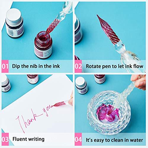 3 Pieces Handmade Glass Dip Pen, High Borosilicate Glass Elegant Crystal Glass - Picture 5 of 7