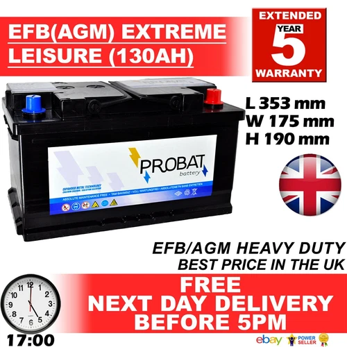 12V 130AH EFB AGM LEISURE BATTERY HEAVY DUTY LOW HEIGHT (100 ah 110ah 120ah 125
