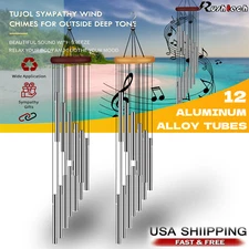 Wind Chimes Large Deep Tone Chapel Bells 12 Tubes Outdoor Garden Home Decor Gift