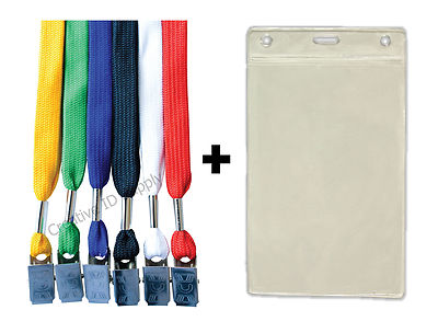 LOT 250 Vertical Clear Sleeve 5.75'' X 3.75'' with ID Lanyard Combo 3 Styles