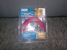 30 Ft Large Dog Tie-Out Cable Leash with heavy duty hooks and spring 