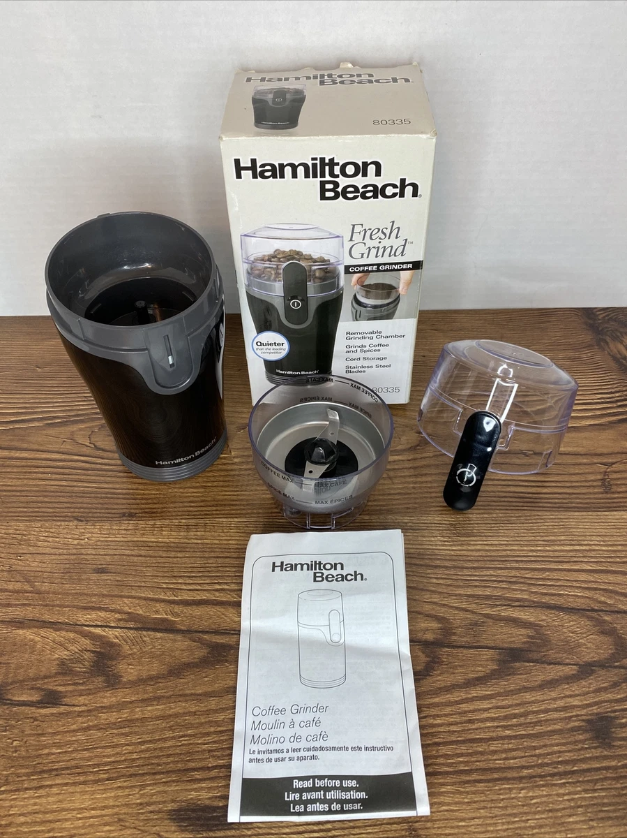 Hamilton Beach Fresh Grind Electric Coffee Grinder for Beans, Spices and  More, Stainless Steel Blades, Removable Chamber, Makes up to 12 Cups, Black