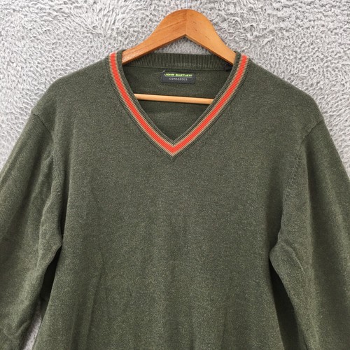 John Bartlett Consensus Sweater Mens M Green Long Sleeve Pullover V-Neck Casual - Picture 2 of 12