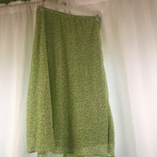 Cato Womens A Line Skirt Green Geometric Lined Pull On Elastic Waist M New