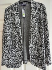 Marks & Spencer Ladies UK 12 Leopard Print Grey Mix Jacket Brand New With Tags