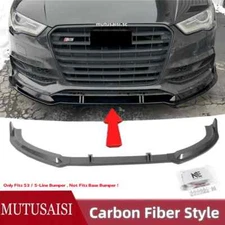 FOR AUDI S3 A3 S LINE 2015 2016 8V FRONT BUMPER LIP SPOILER SPLITTER CARBON LOOK