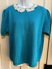 Vintage 80s Herald Place Lace Collar Sweater Cottagecore Granny Women  s 22 