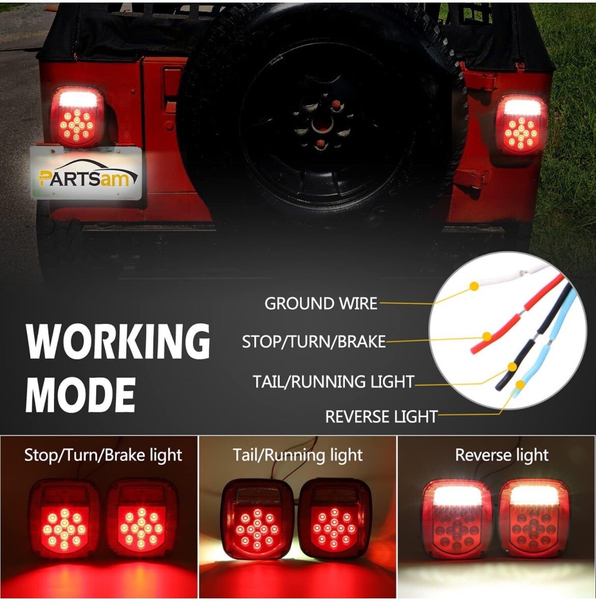 Pair 39 LED Tail Lights Brake License Plate Lamp For Jeep Wrangler YJ