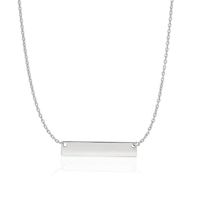 14k Weißgold glatt flach horizontal Stab Stil Halskette