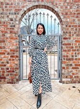 ZARA NWT WOMAN LONG PRINT COLLAR DRESS BLACK/ WHITE 2183/251 ALL SIZES