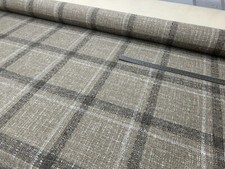 GREY BEIGE CHECK FABRIC  CHUNKY UPHOLSTERY MATERIAL FIRE RETARDANT 140cms Next