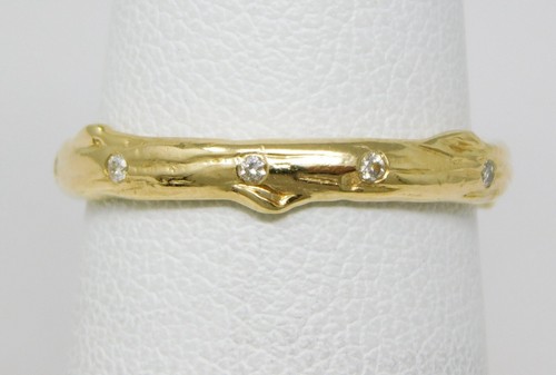 14 kt Gelbgold Ewigkeitsring Baum Zweig/Rebe Motiv Diamant Band Größe 6 B6698 - Bild 2 von 6