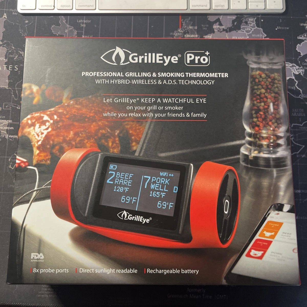 GrillEye Pro Plus Grill Thermometer WiFi Bluetooth Professional