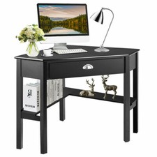 Corner Computer Desk Laptop PC Writing Table Wood Space Saver Office Home Black