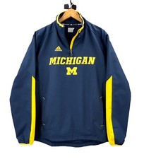 ADIDAS University Michigan WOLVERINES 1/4 Zip Pullover Jacket Mens Size Medium