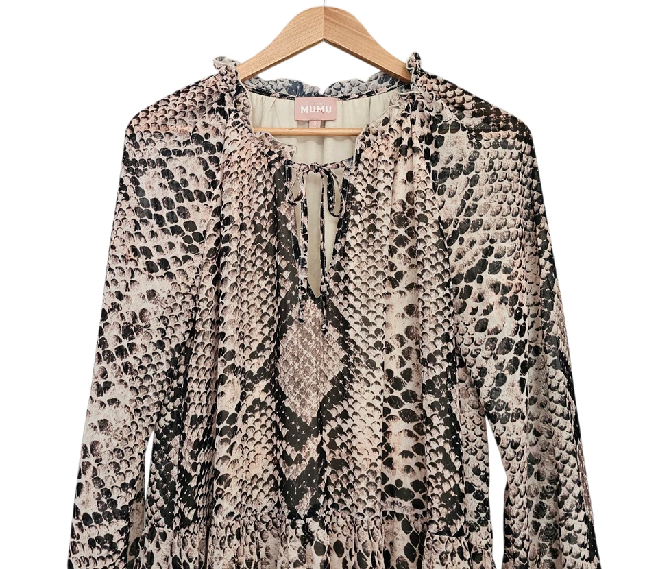 Para Mujer - Mini Vestido Show Me You Mumu Estampado Serpiente Manga Larga, Talla Pequeña Foto 2 de 4