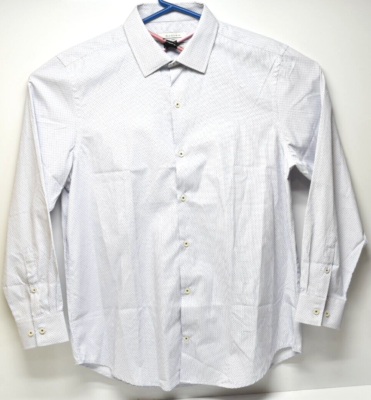 Carven Paris Dress Shirt White Blue Checks Modern Fit Men Large 