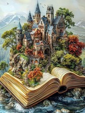 Book Castle 5D Diamond Painting Kits for Adults,Castle Diamond Art Kits for Adul