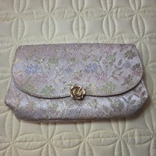 Gold Metallic Clutch With Pastel Flowers. 1950-60's.