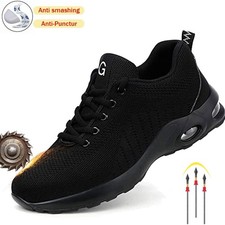 Men steel toe safety work shoe all-season outdoor Breathable sneaker non-slip