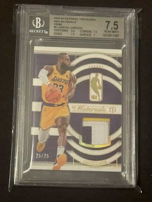 LEBRON JAMES BGS 7.5 2023 NATIONAL TREASURES NBA MATERIALS PRIME GU PATCH 25/25