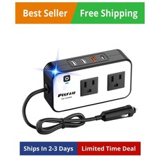 200W Car Power Inverter, DC 12V to 110V AC Car Plug Adapter Outlet with 20W ...