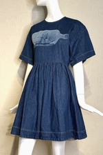 SPORTMAX Max Mara "Ship in a Bottle" Short Sleeved Denim Dress Size 6. NWOT