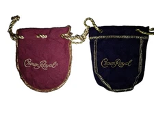 Lot of 2 Crown Royal 50ml Mini Bags 1 Purple & 1 Custom Pink