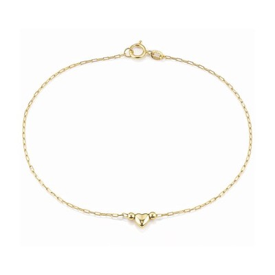 Citerna Armband 9 kt Gelbgold Herz und Perlen an Büroklammer