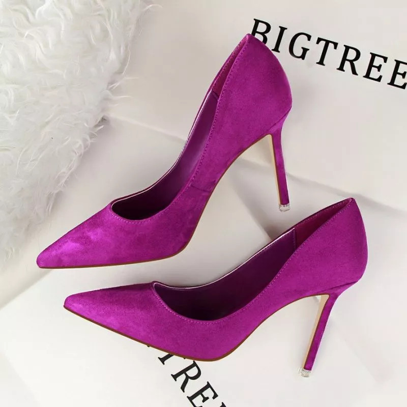 Zapatos Elegantes De Mujer Fucsia Con Tacón De 9 Cm Moda Evento Fiesta CF53019