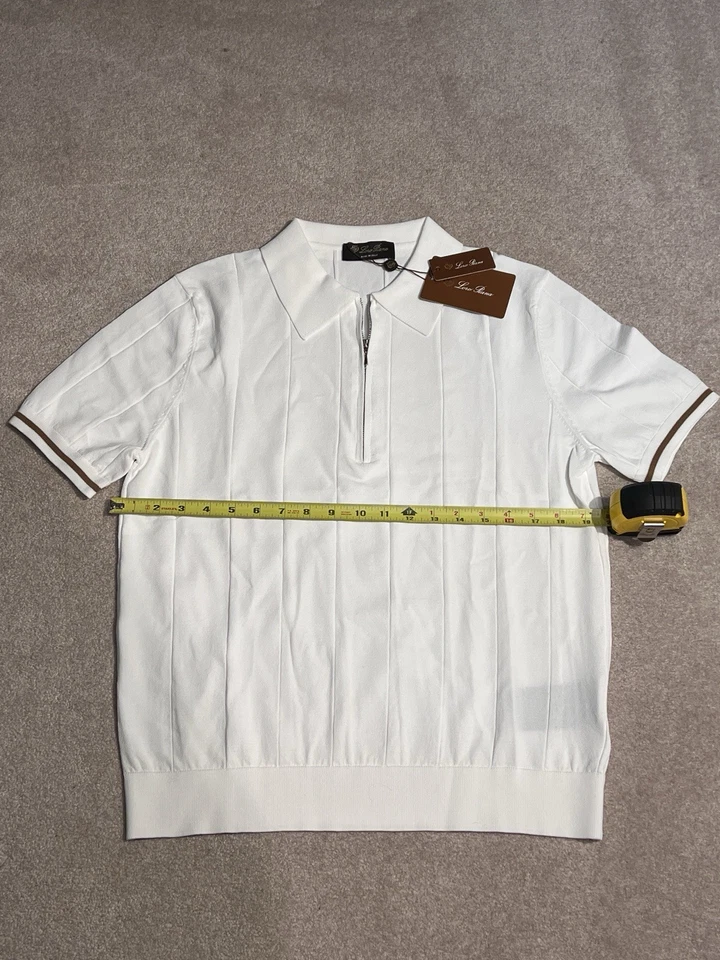Camiseta polo de algodón Loro Piana para hombre talla grande blanca Foto 4 de 4