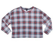 Gap Women's 2-Pc Pajama Set Long-Sleeve Jogger Ivory Plaid Xl New