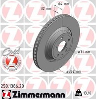 2X Bremsscheibe Zimmermann 250.1386.20 2 Bremsscheiben Vorderachse Vorne