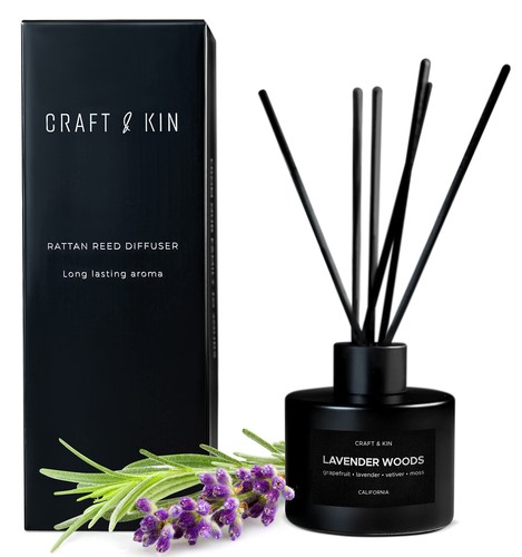 Lavender Reed Diffuser | All Natural Essential Oil & Rattan Scent Sticks | Re...