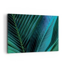 Quadro su Tela 100x70cm Foglia Tropici Verde Stampe Immagini Quadri Murale