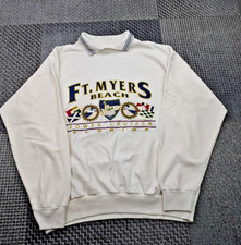Ft Myers Beach Power Cruiser Florida White Sweatshirt Jumper Adults- XL