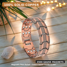 Copper Magnetic Bracelet With Sizing Tool For Men 3X Strength Magnets Adjustable