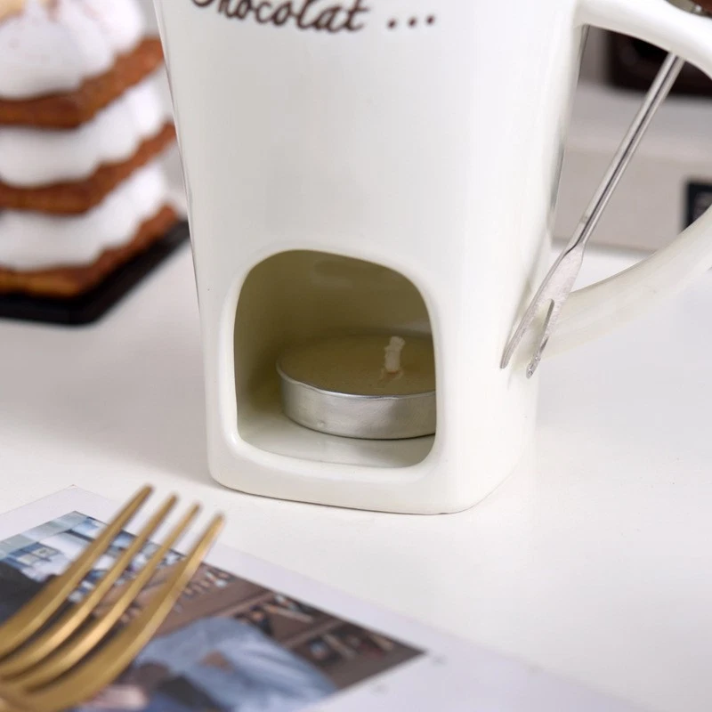 Chocolate Fondue Mugs, Premium Melting Chocolate Melting Mug With Fork for Choco - Image 3 of 4