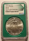 2000 EARLY PRODUCTION SILVER EAGLE $1 NGC MS69 MINT SEALED BOX LOW POP NO MS70's