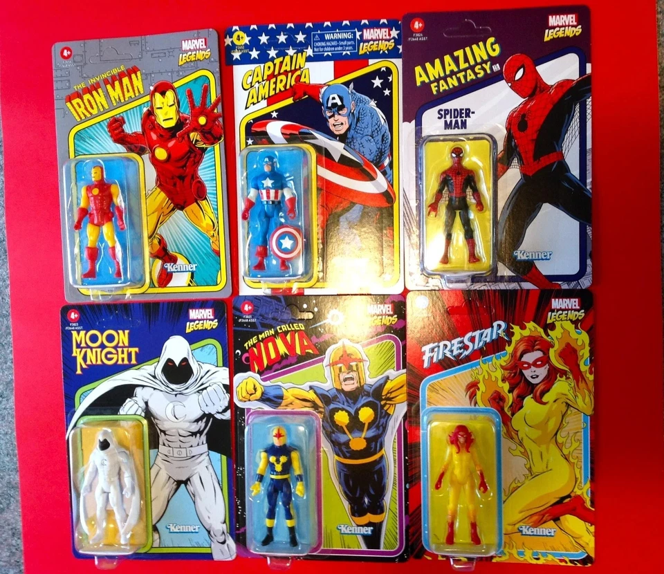 Juego de figuras de acción Marvel Legends Spider-Man Firestar Moon Knight Kenner Hasbro 6 Foto 3 de 4