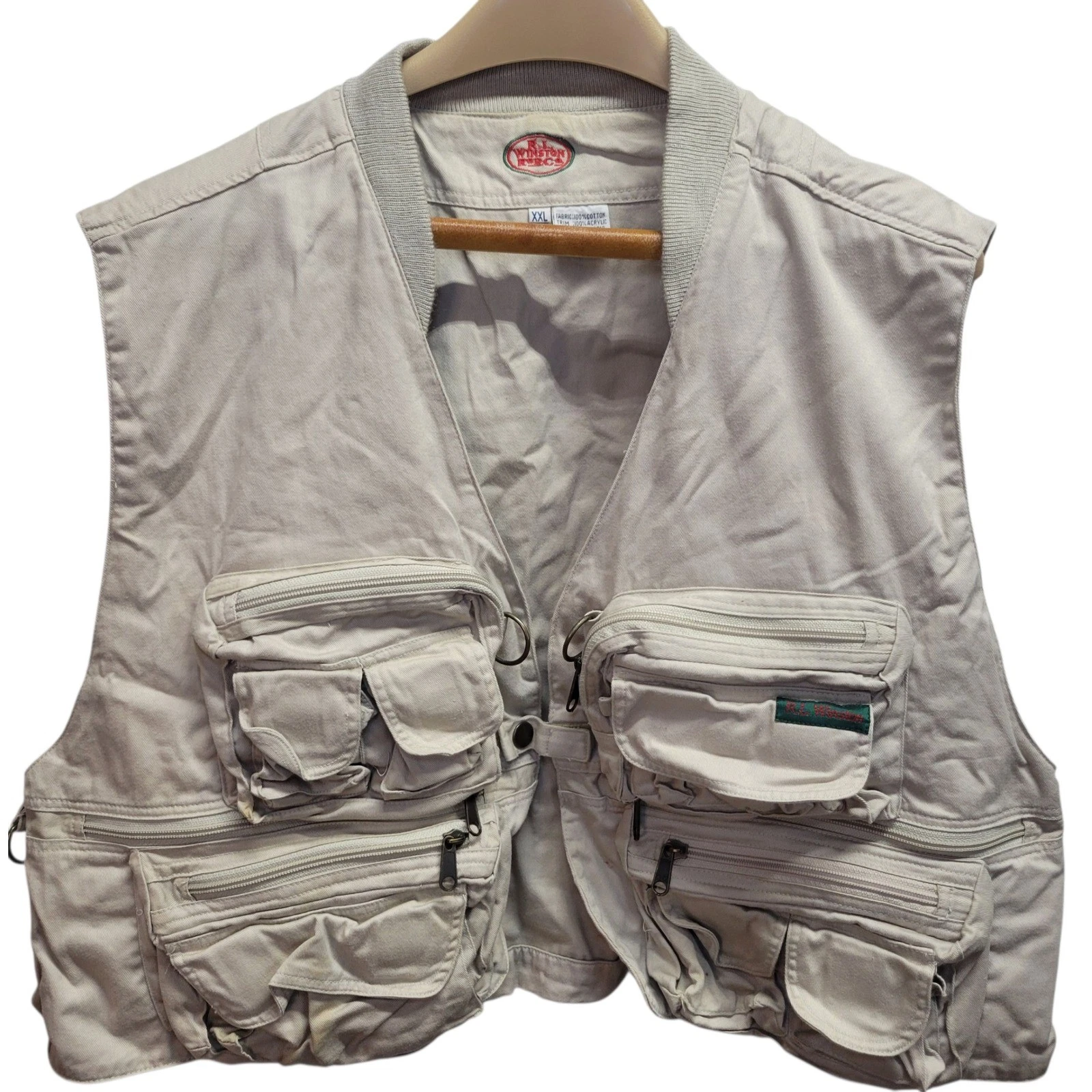 R.L. Winston Fishing Vest XXL Beige Multi Pocket Fly Fishing Utility Outdoors