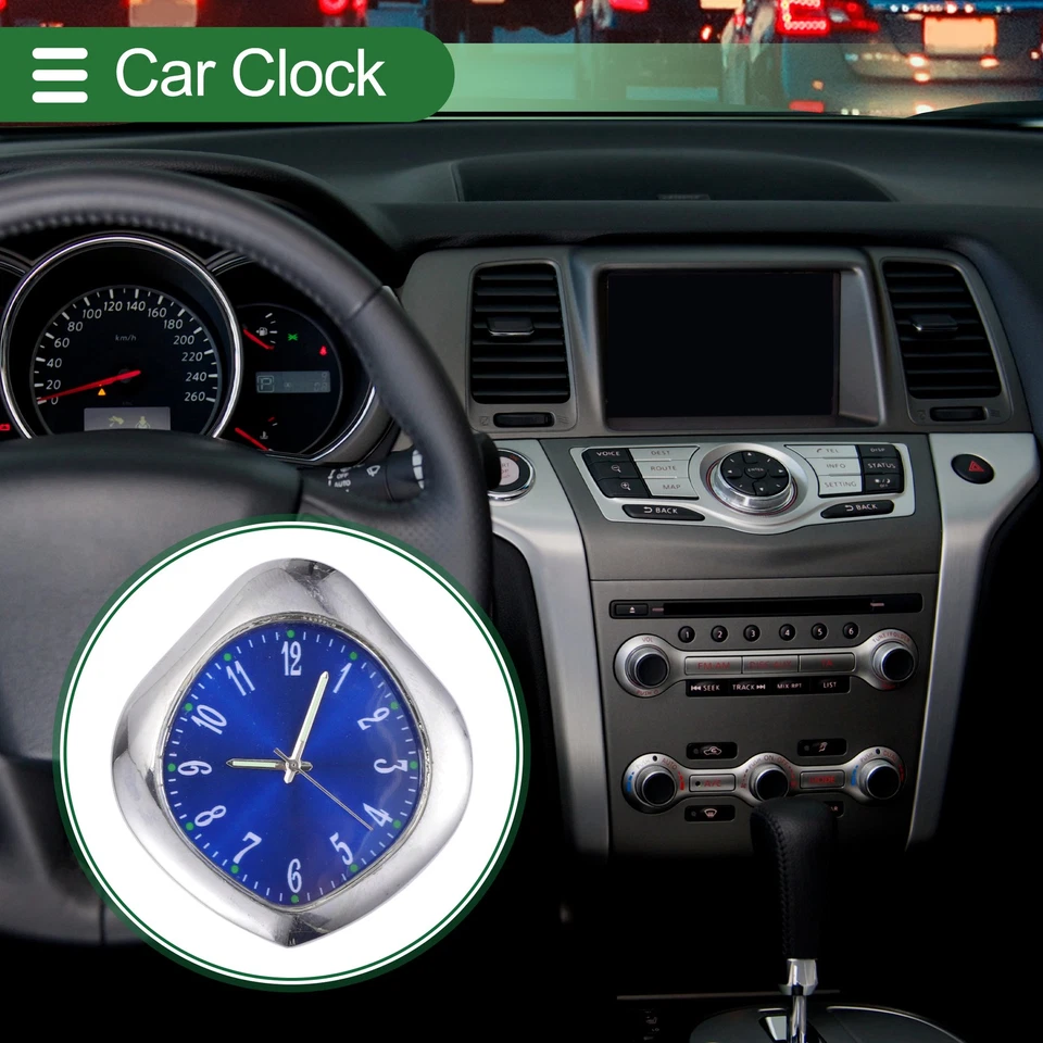 Orologio auto argento, analogico blu, 1,85"x1,69"x0,39", 1 Set - Immagine 2 di 4