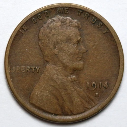 1914-S 1c Lincoln Wheat Cent - RAW - Better Date Coin
