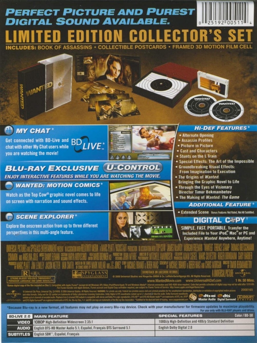 Wanted (Blu-ray Disc, 2008, Collectors Edition) for sale