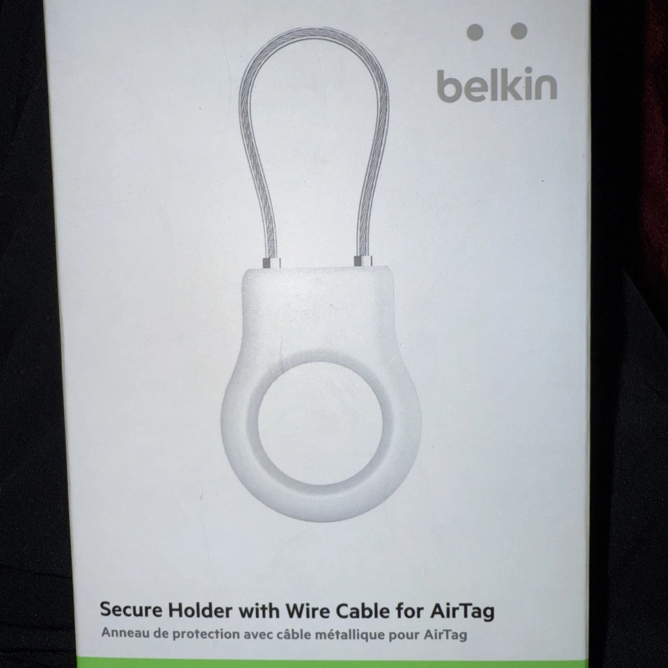 Soporte seguro Belkin con cable de cable para etiqueta de aire - color blanco - sellado de fábrica🤍 Foto 4 de 4